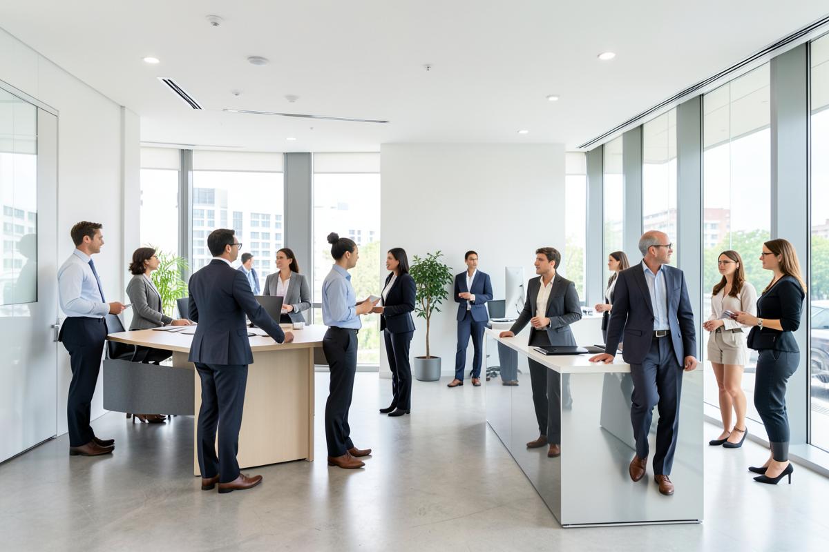 Corporate support staff in a modern office