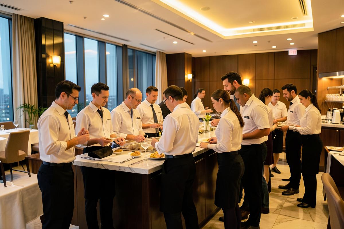 Hospitality team working in a modern venue